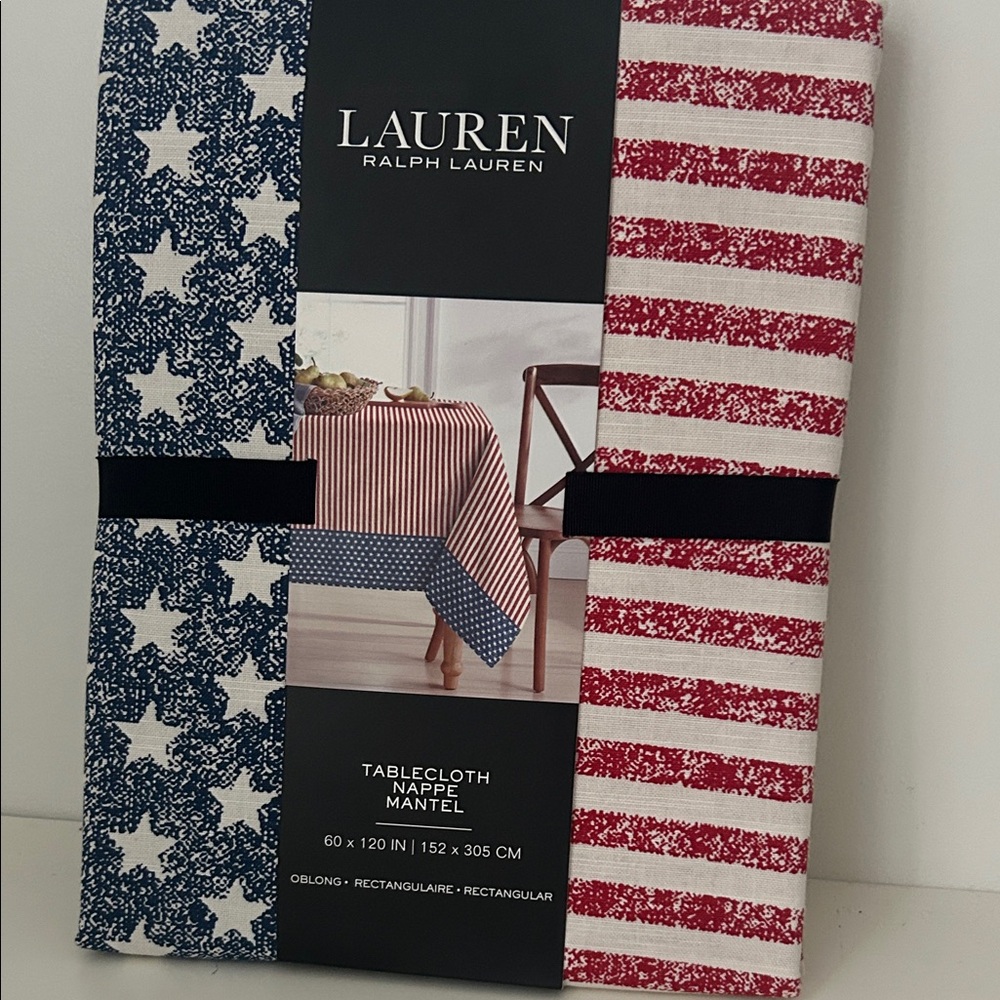Lauren Ralph Lauren Americana Stars & Stripes Tablecloth 60x120 Oblong